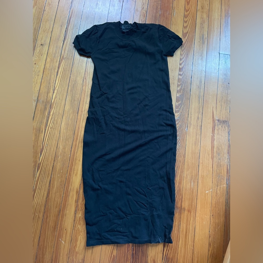 Hatch Black Short-Sleeve Midi Dress